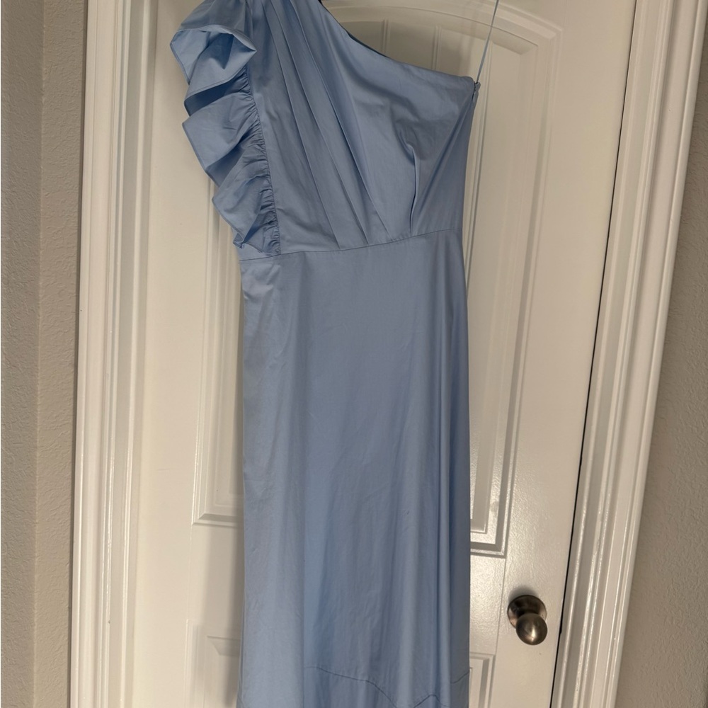 Chic One-Shoulder Light Blue Dress